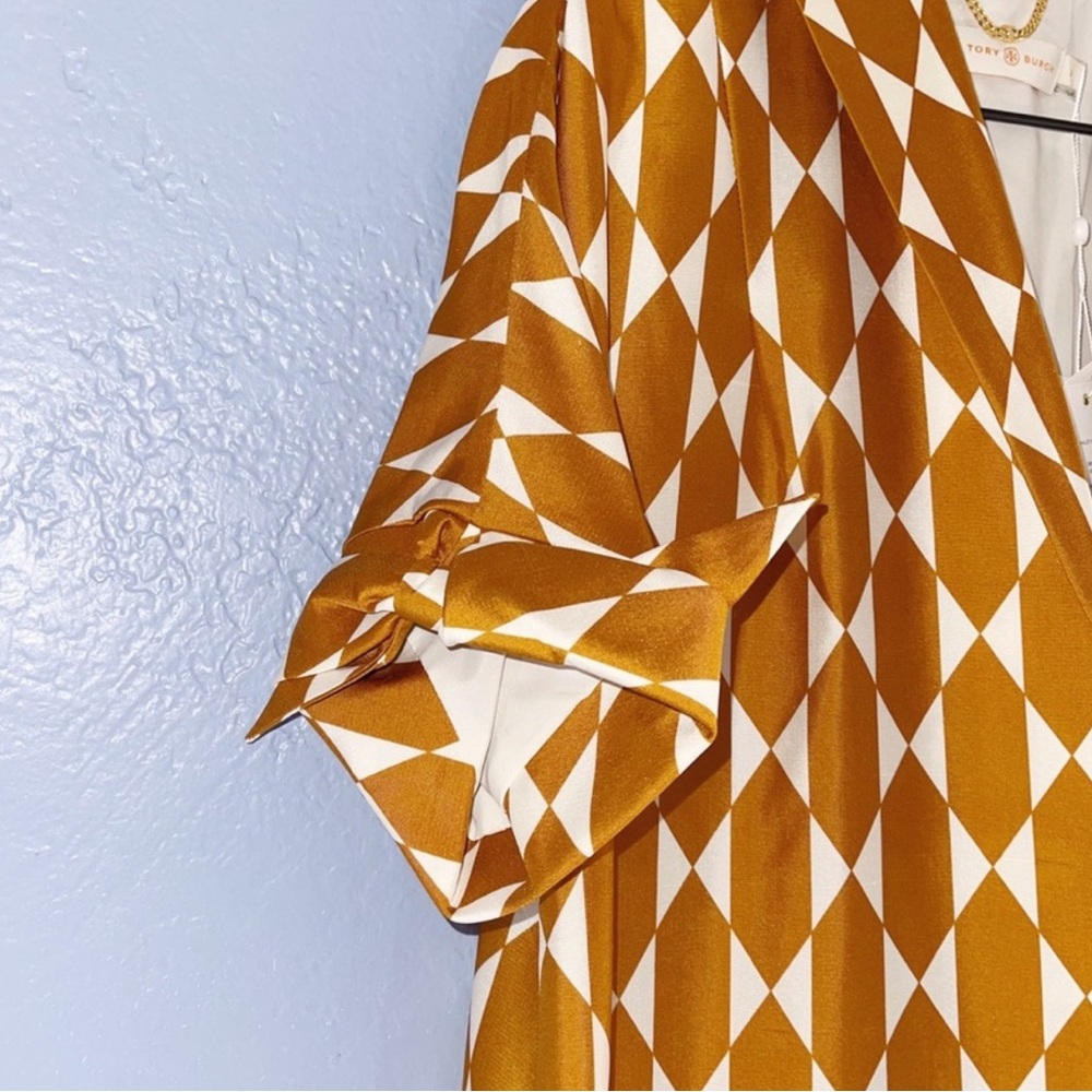 TORY BURCH Haley Diamond Tile Silk Coat Size 2 - Picture 7 of 12